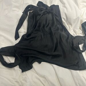 Elegant Black Satin Top with Tie Straps Zara